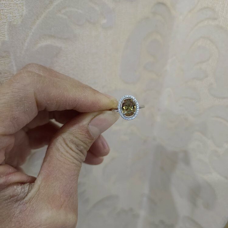 Anillo de plata 925 con piedra Turkish diaspore Sultan zultanita, anillo de dedo a presión, 7x9mm