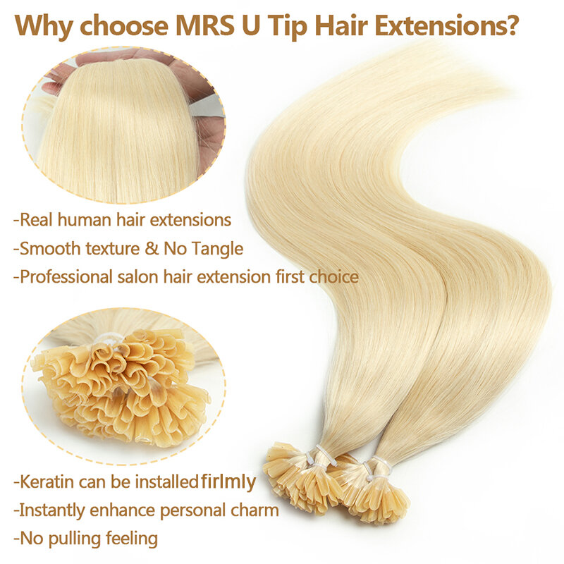 Mrs Hair Keratine Hair Extension Natuurlijk Menselijk Haar U Tip Hot Fusion Italiana Nagelcapsules Voorgebonden 12-24 Inch 50 Stks/pak