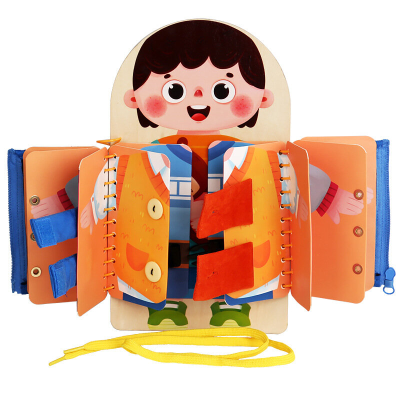 Meerlagige Houten Drukke Board Speelgoed Kleuterschool Praktijk Dressing En Hands-On Vermogen Montessori Speelgoed Voor Kinderen