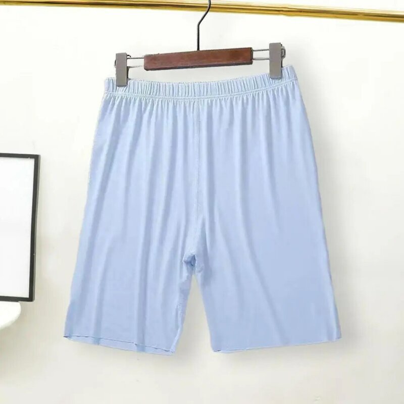 Pantalones cortos de pijama suaves para hombre, pantalones cortos de pijama cómodos hasta la rodilla con cintura elástica, transpirables para el hogar