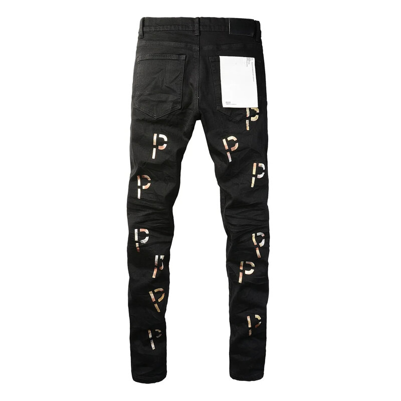 Jeans di marca ROCA viola moda pantaloni di Jeans Skinny a vita bassa di riparazione di lettere stampate di alta qualità 28-40 taglia
