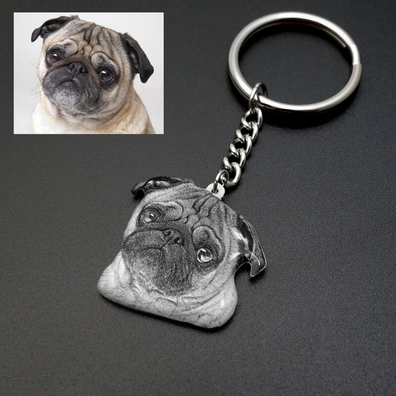 Porte-clés personnalisé avec Photo d'animal de compagnie, cadeau commémoratif pour couple, pour elle