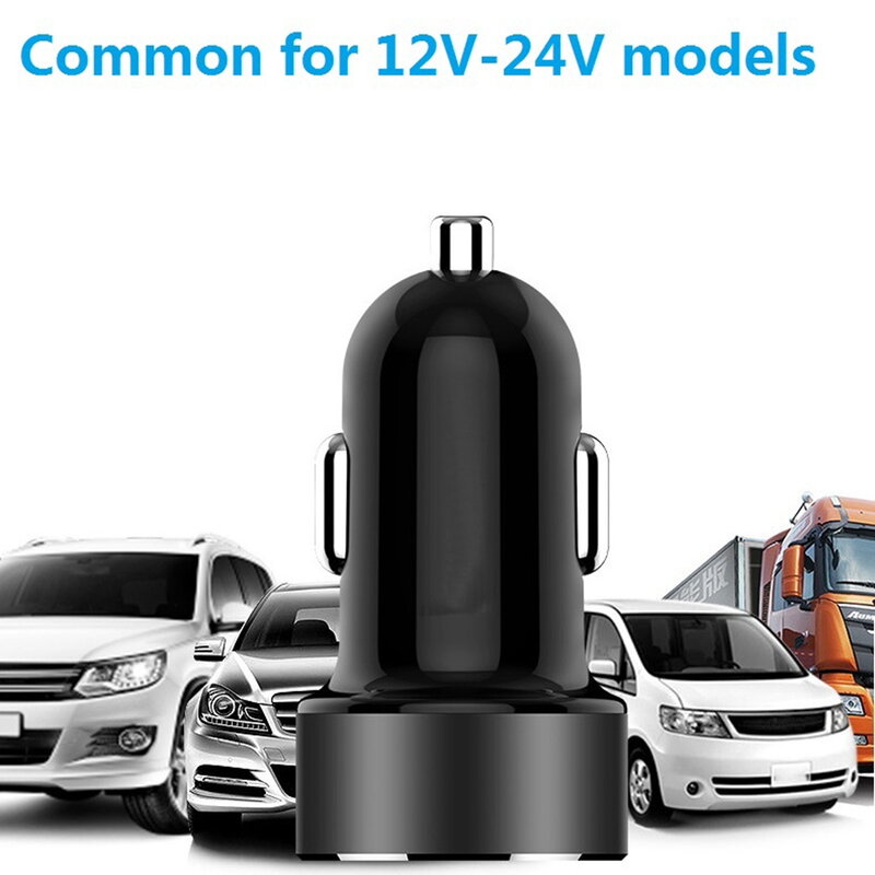 듀얼 USB 차량용 충전기, 빠른 충전 자동 전원 어댑터, LED 조명 포함, 2 포트 LCD 디스플레이, 12-24V, 3.1A
