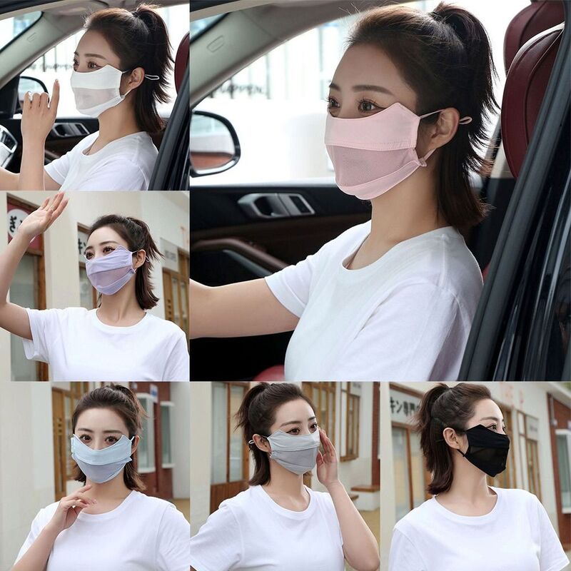 Multicolor Ultraviolet-proof Face Mask Fashion Thin Ice Silk Sunscreen Mesh Mask Adjustable Gauze UV-resistant Face Scarf