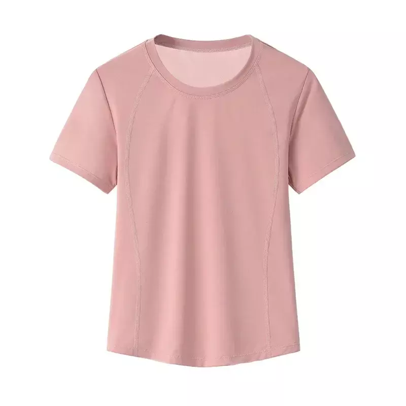 Camiseta deportiva de manga corta para mujer, ropa holgada de ocio para correr, Yoga, blusa de Fitness de secado rápido, nueva cintura