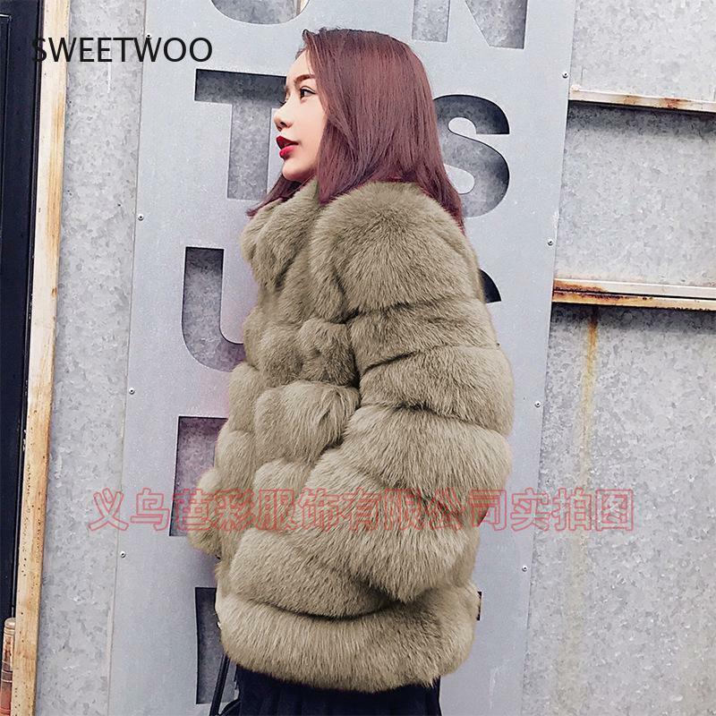 High Quality Winter Woman Eco-Friendly Fox Fur Coat with Collar Natural Fur Jacket Warm Customize Luxury Jacket Women Overcoat