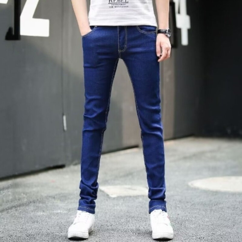 กางเกงยีนส์ผู้ชายขาตรง2024แฟชั่นใส่สบายกางเกงขายาวดีไซน์สีทึบกางเกงทำงานสำหรับผู้ชายฤดูใบไม้ผลิ