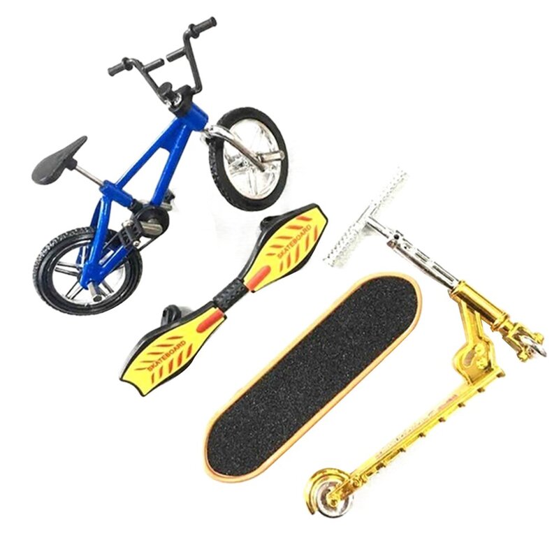 Mini Finger Skateboarding Fingerboard BMX Bicycle Set Fun Skate Boards Mini Bikes Toys For Children Boys Decompression Toys