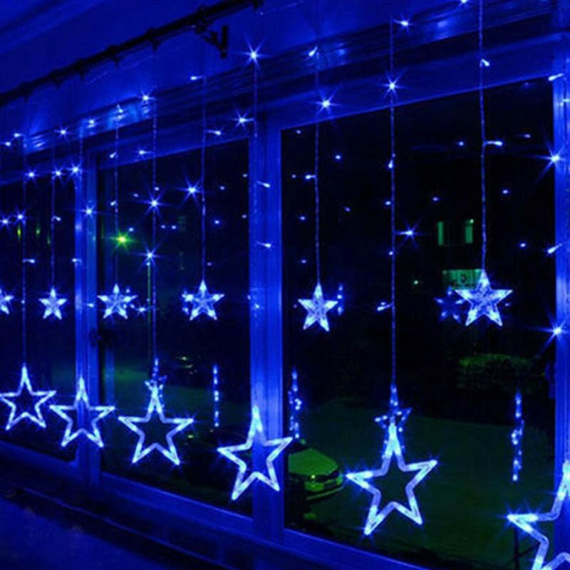 스타 LED 요정 크리스마스 LED 조명, 로맨틱 커튼 스트링 조명 스트립, 휴일 웨딩 화환 파티 장식, AC 220V, 2.5M