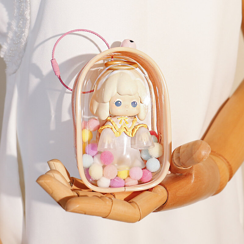Boneka Jepang Kawaii 10cm tas display elemen kedua Anime transparan Itabag boneka Mini tas liontin kotak buta tas Organizer