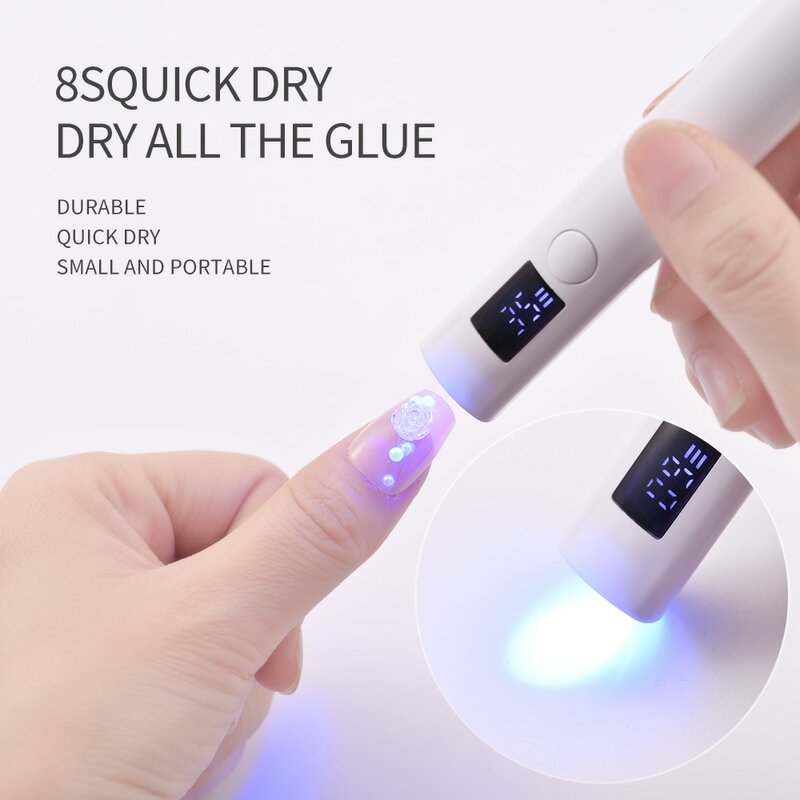 Mesin Pengering kuku UV portabel, lampu manikur genggam cepat kering LED UV dapat diisi ulang USB untuk alat pernis Gel