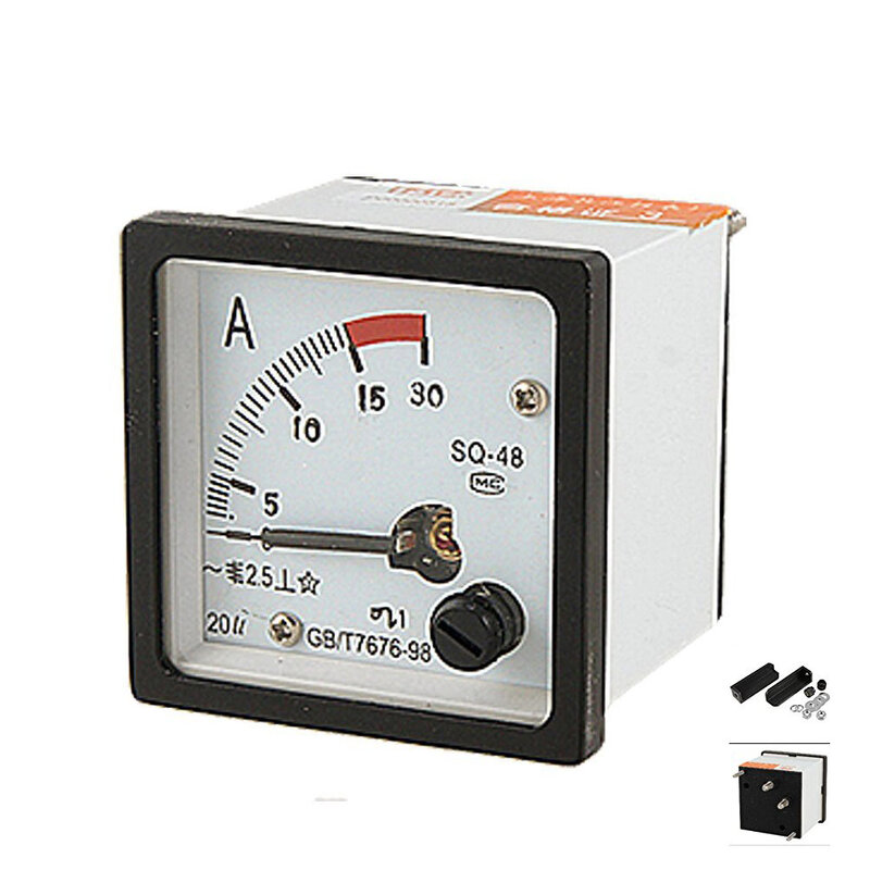 SQ48 Analog AC Current Panel Meter Ammeter 0-15A Gauge White + Black