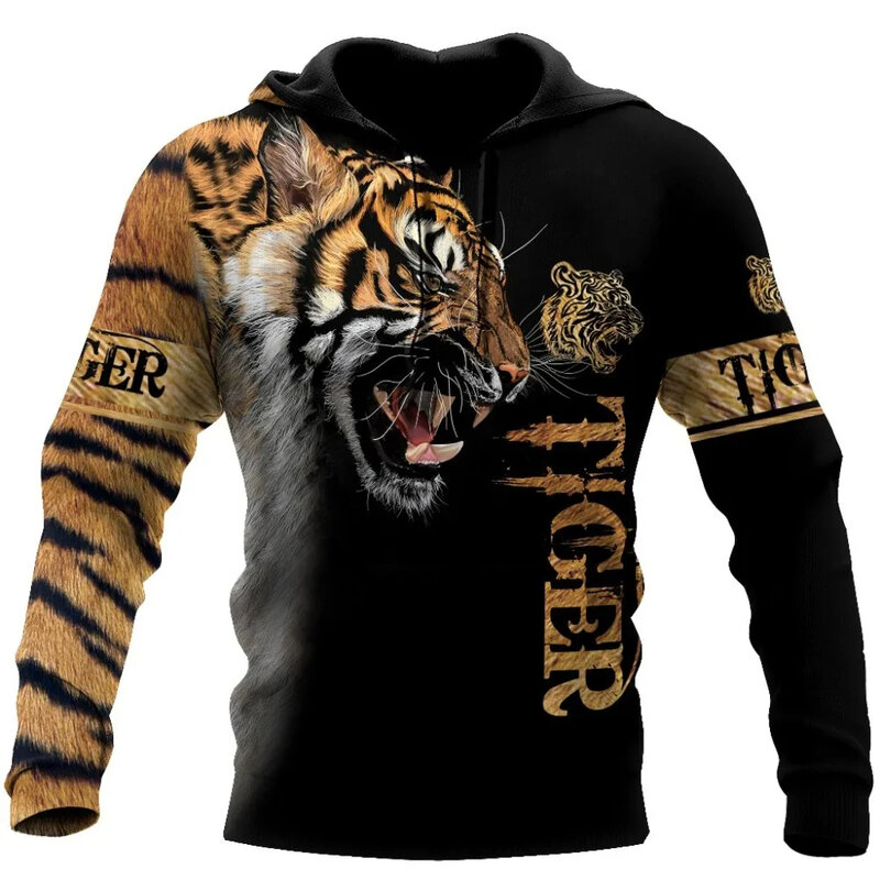 2024 Hot Fashion Animal Tiger Męskie bluzy z kapturem Lion Skin 3D All Over Printed Męska bluza Unisex Zip Pullover Casual Jacket