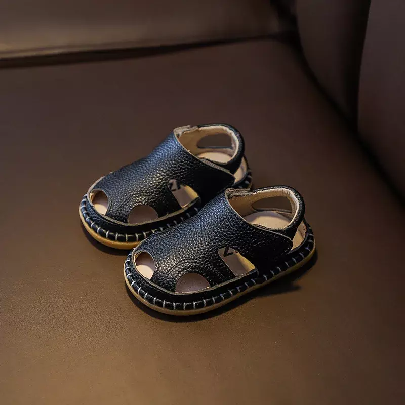 Sandali estivi per neonati neonate ragazzi scarpe da bambino Anti-collisione fondo morbido sandali da spiaggia per bambini in vera pelle per bambini