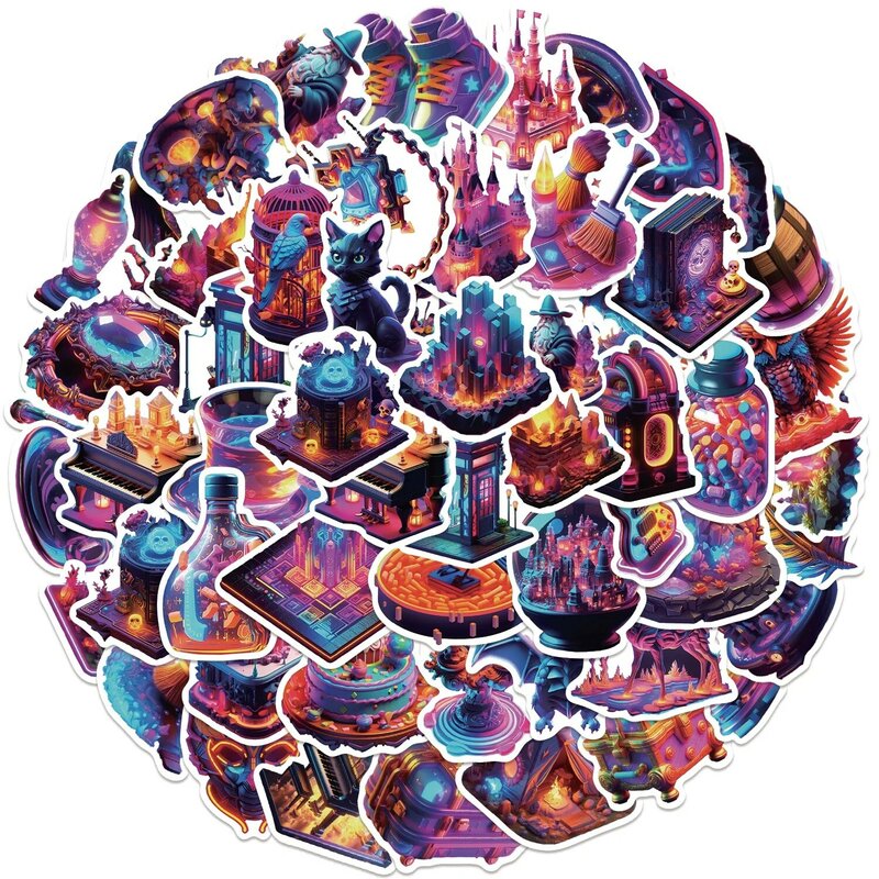 Pegatinas de Graffiti de la serie Dark Magic, dibujos animados creativos de 50 piezas, adecuados para cascos de ordenador portátil, pegatinas de decoración de escritorio, Juguetes DIY