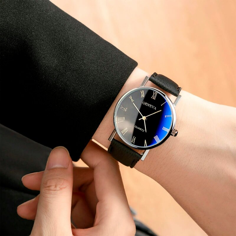 Jam tangan pria baru 2023 jam tangan Quartz pria merek mewah jam tangan sabuk kasual jam tangan pria bisnis Literal mode Romawi