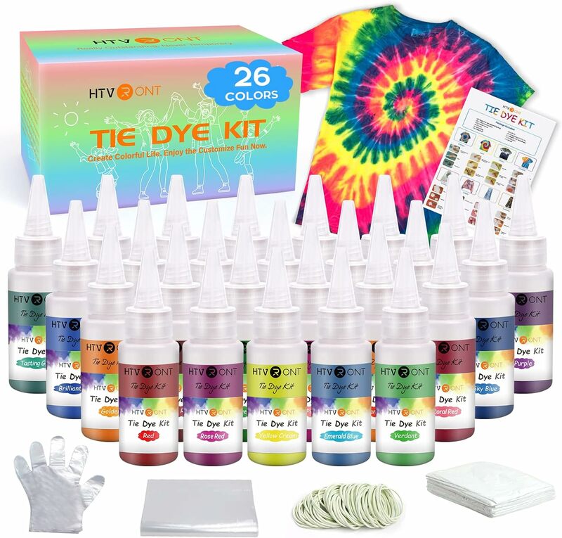 HTVRONT 26/32 Colors 60ML Tie Dye Kit Powder for Kids and Adults Supplies Pigment Suitable Summer Party Large Groups Handmade