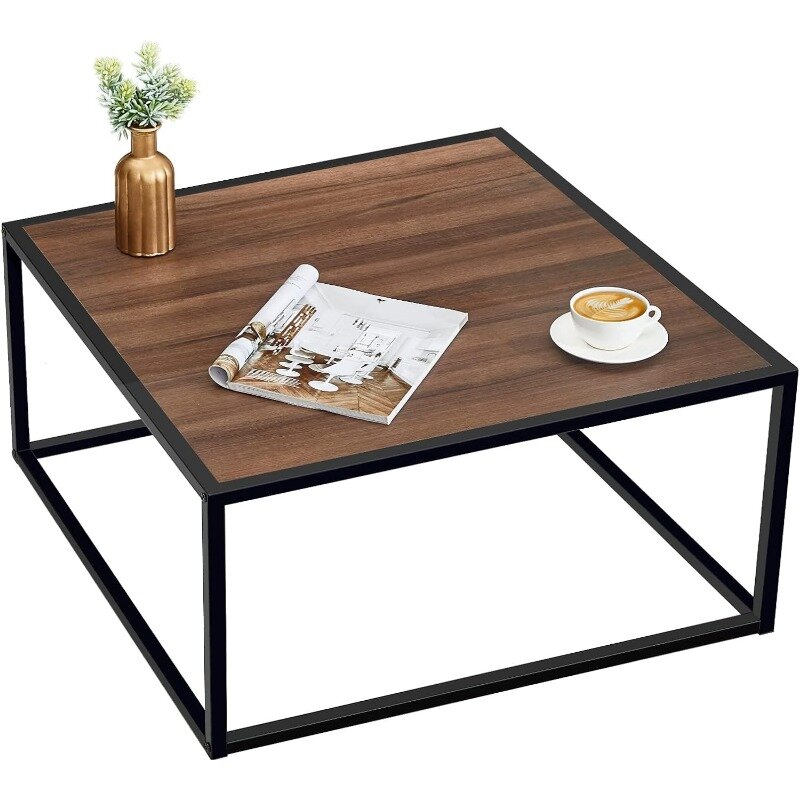 โต๊ะกาแฟสี่เหลี่ยมเล็กโต๊ะกลางที่เรียบง่ายทันสมัยสำหรับบ้านห้องนั่งเล่นสำนักงาน27.6*27.6*15.7นิ้ว