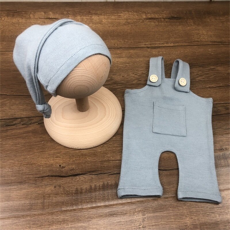 2 Pcs ทารกแรกเกิดการถ่ายภาพ Props โครเชต์ชุดเด็ก Romper ชุดหมวกทารกถ่ายภาพ Beanies หมวก Jumpsuit Bodysuit