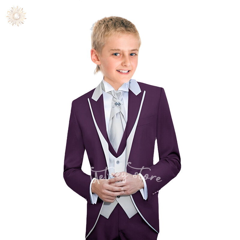 UETEEY-terno clássico do smoking para meninos, colete blazer e calças set, slim fit, casamento, baile, festa, 3pcs