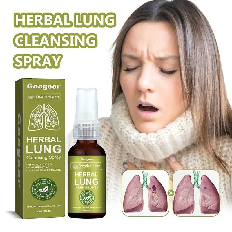 Googeer-Spray de limpieza de pulmones a base de hierbas, desintoxicación de aliento, Spray de limpieza de pulmones a base de hierbas, niebla de limpieza de pulmones-potente soporte de pulmones, 2 uds.