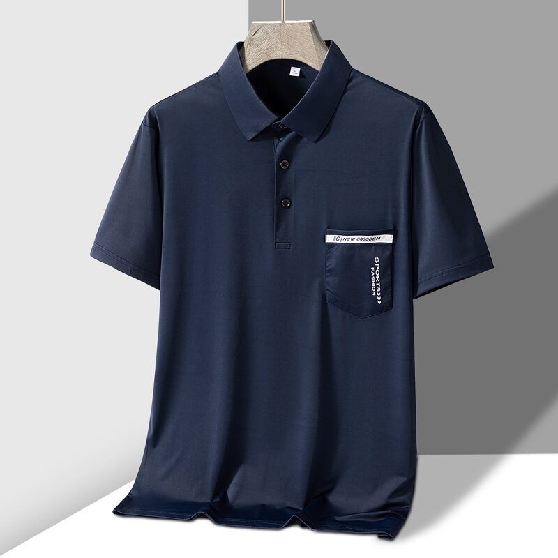 Moda tasche larghe stampate lettera Business Polo abbigliamento uomo 2024 estate nuovi pullover Casual t-Shirt All-match
