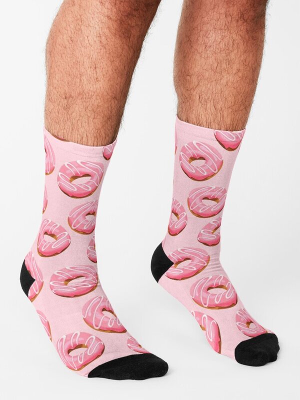 Retro Pink Doughnuts Socks Christmas Gift For Men