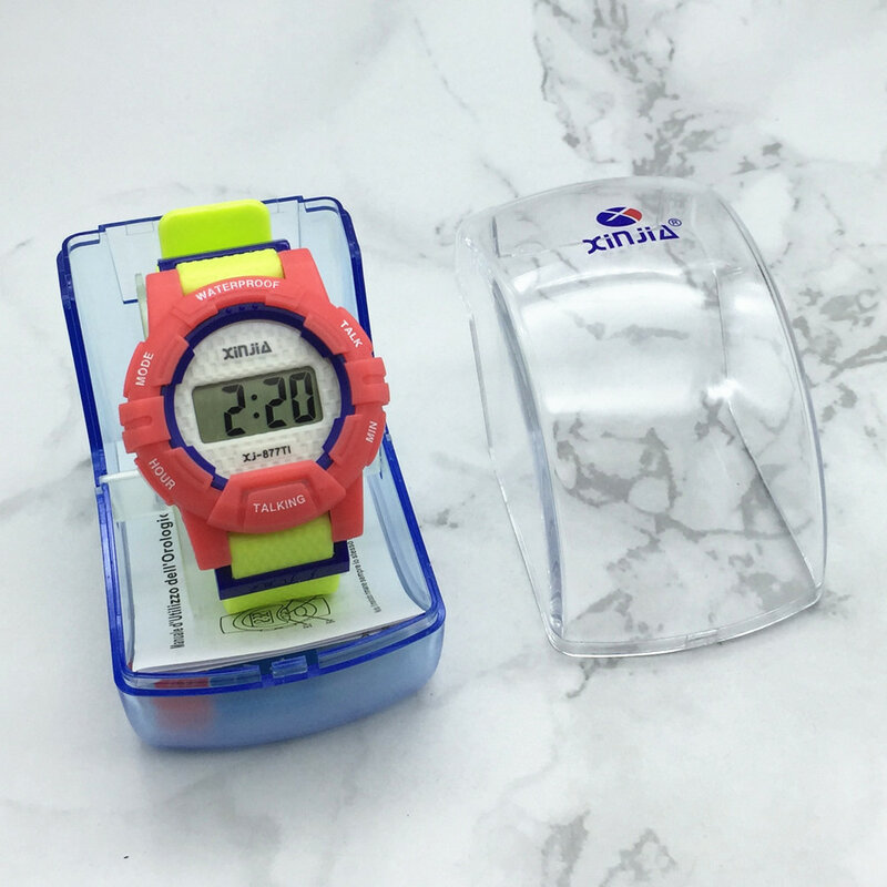 Reloj de pulsera italiano parlante, reloj deportivo electrónico con alarma 877TI
