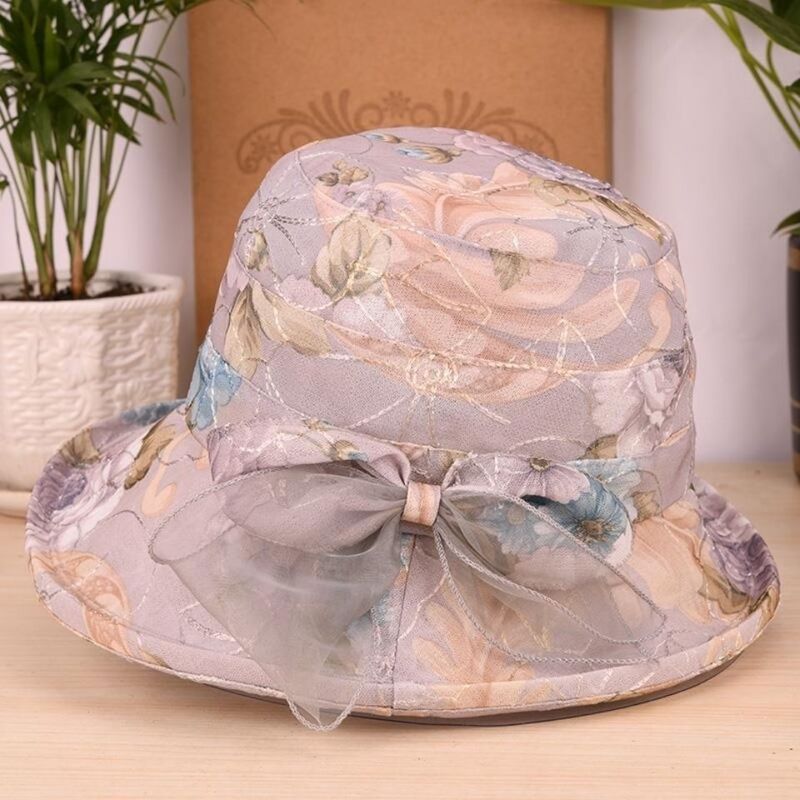 Cappello da donna cappello da bacino per la protezione solare della madre sezione sottile del cappello da sole per anziani e di mezza età cappello da pescatore traspirante con parasole