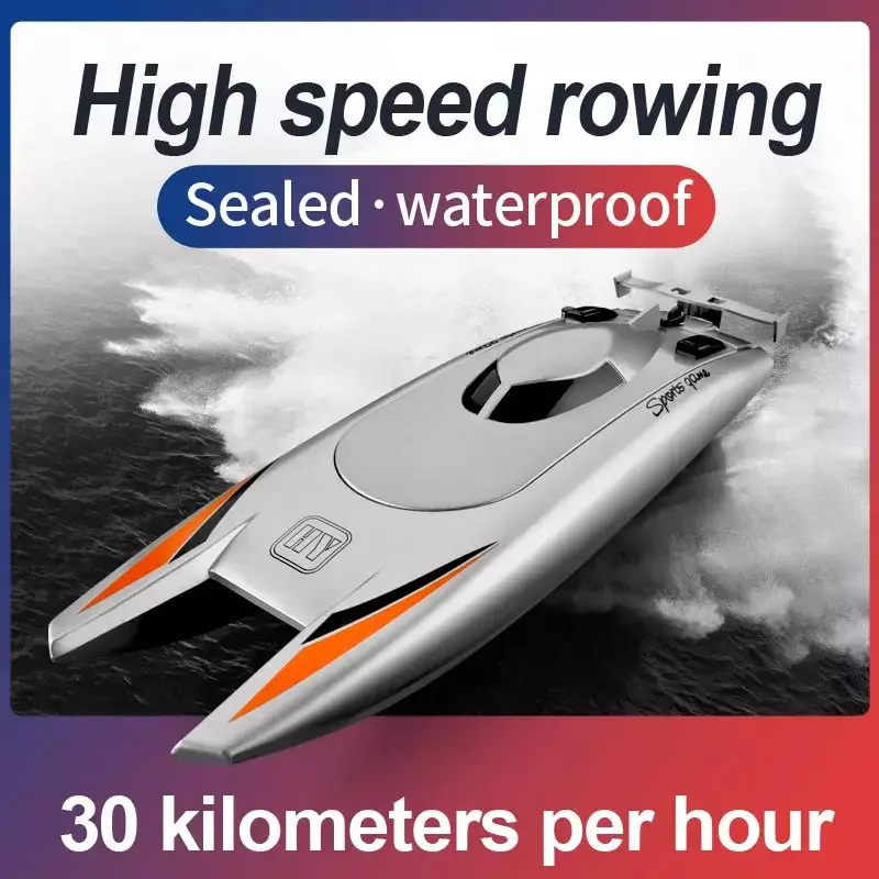 Barco de carreras de alta velocidad para niños y adultos, barco de Control remoto de 2,4G, 25 KM/H, 2 canales, Motor Dual