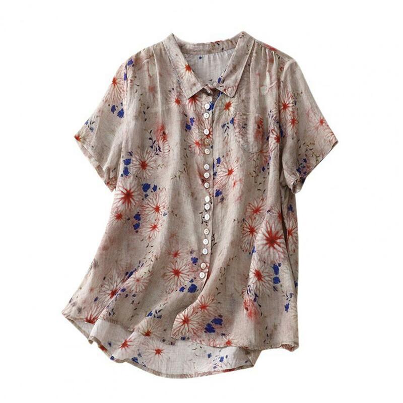 Weiche Textur Loose Fit Shirt stilvolle Damen Sommer Casual Shirt Kollektion Revers Kurzarm Loose Fit Shirt mit Tasche für eine