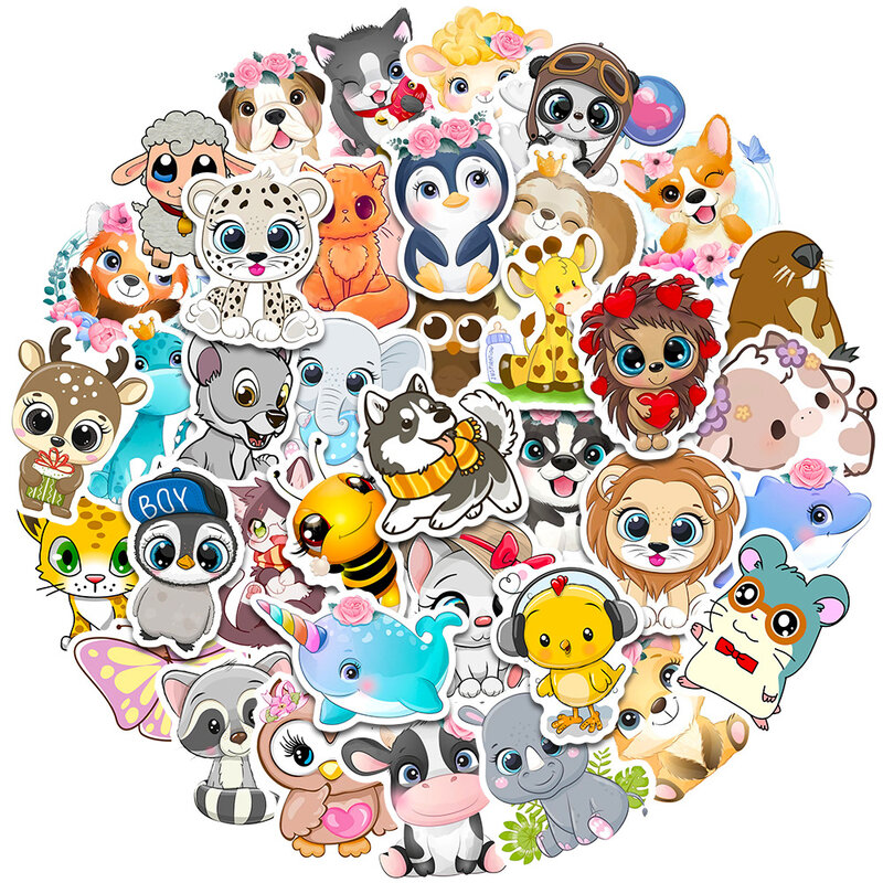 50Pcs Cute Animal Series Graffiti Stickers Suitable for Laptop Helmets Desktop Decoration DIY Stickers Toys Wholesale