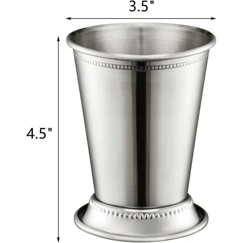 New Set Of 2 Mint Cups, Classic Stainless Steel Glasses For Party, Bar, Home, Restaurant, Stainless Steel 12Oz