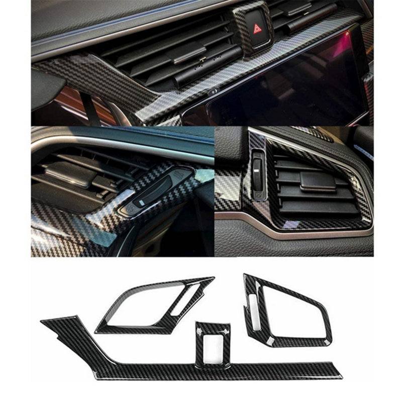 Auto-Interieurs Dashboard Ontluchter Hoes Voor Honda Civic 10e 2016 2021 Air Vent Decoratieve Binnenframe Sticker B