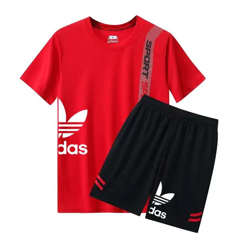 Conjunto esportivo de duas peças masculino, camiseta e shorts de secagem rápida, casual street clothing, respirável, verão, novo produto, 2022, M-5XL
