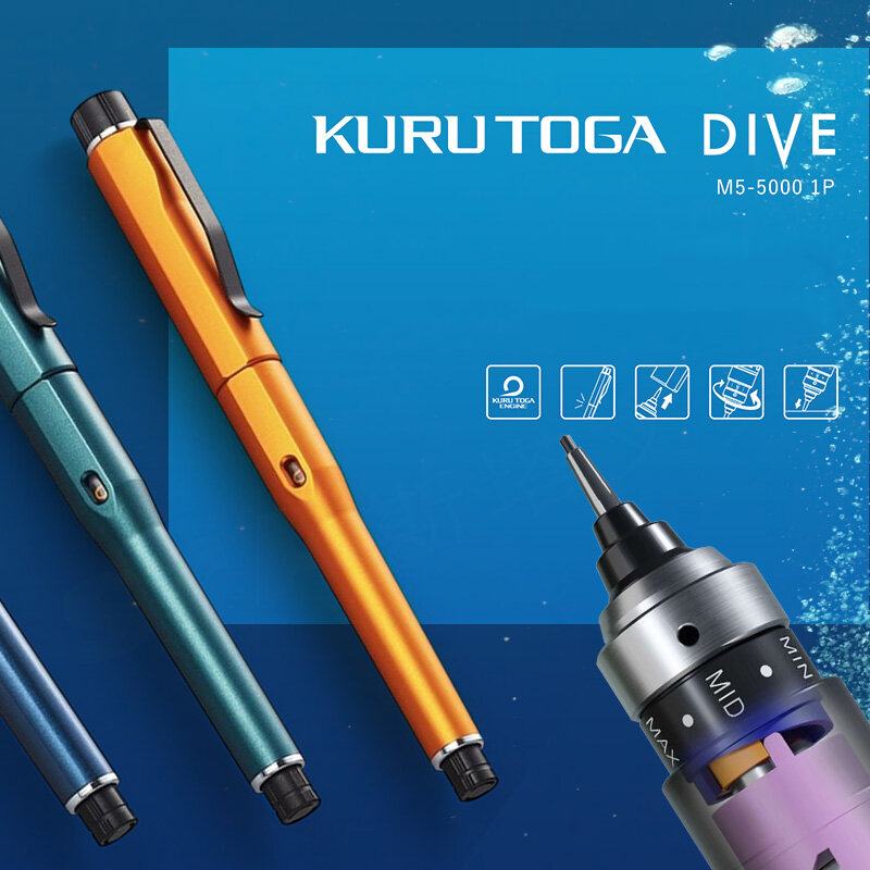 Creative Original Japan Uni Automatic Pencil M5-5000 Automatic Core Black Technology KuruToga DIVE Rotation Pencil regalo aziendale
