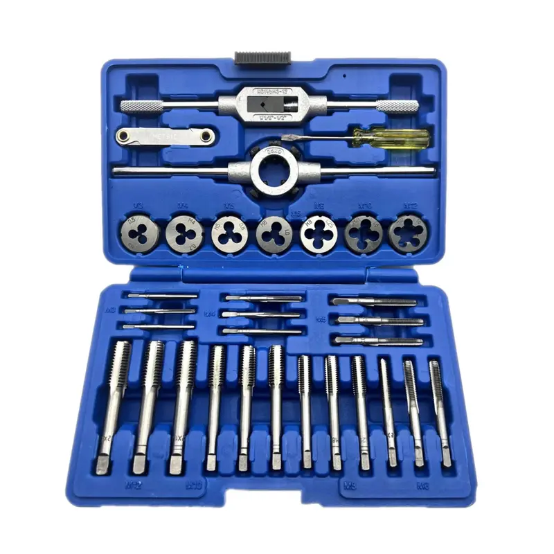 32PCS HSS Tap and Die Set Metric Wrench Cut M3-M12 Hand Threading Tool Tungsten Carbide Tap Die Screw Thread Making Tool