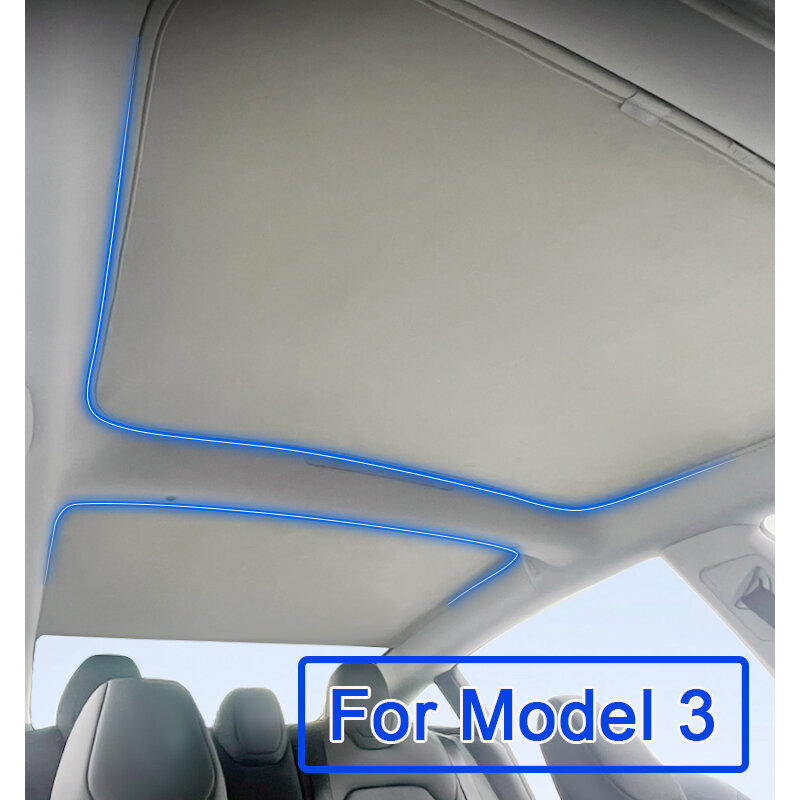 Parasol de techo de cristal para Tesla modelo 3 Y, parasol delantero Y trasero con hebilla de tela de hielo highland, 2021-2024