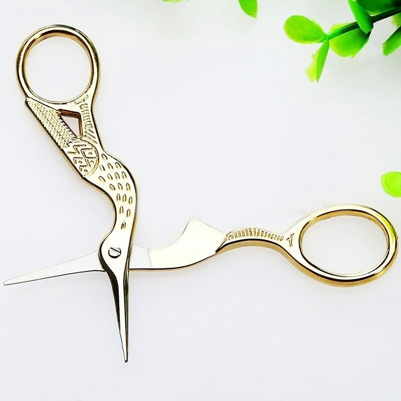 Gold Vintage Stork-Shaped Embroidery Sewing Trimming Dressmaking Craft Shears Cross Stitch Carbon Steel Scissors Mini Scissors