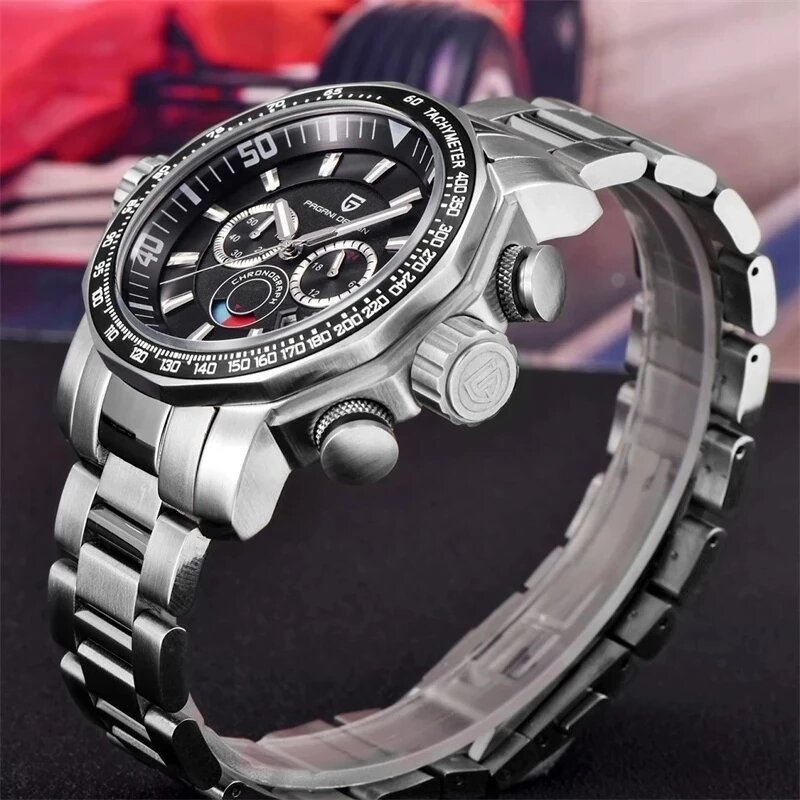 PAGANI – montre à Quartz en acier inoxydable pour hommes, marque de luxe, chronographe, horloge de sport, genève