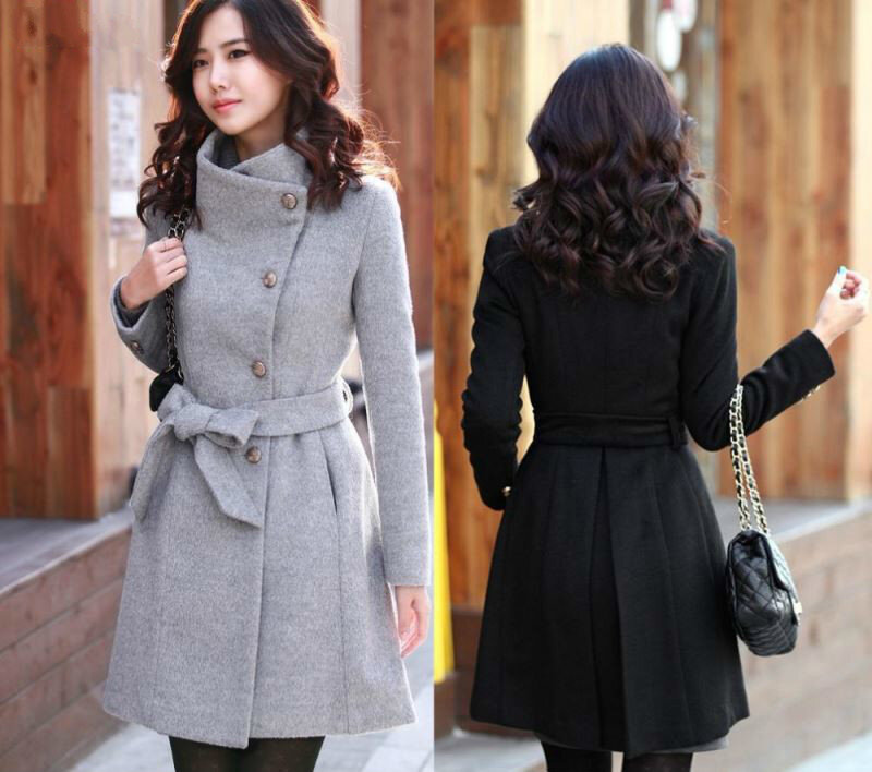 Abrigo de lana con solapa para mujer, abrigo largo ajustado de mezcla de algodón de alta calidad, moda de otoño e invierno, novedad de 2022