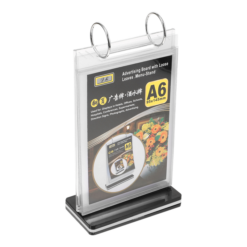 Porte-menu en acrylique pour carte de bureau à rabat, dossier en plastique transparent, présentoir de prix, base de support de prix de supermarché