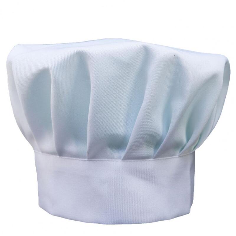 Topi koki profesional elastis, topi koki untuk dapur katering, kerja, kostum putih Solid, Unisex, topi memasak untuk memanggang untuk pria