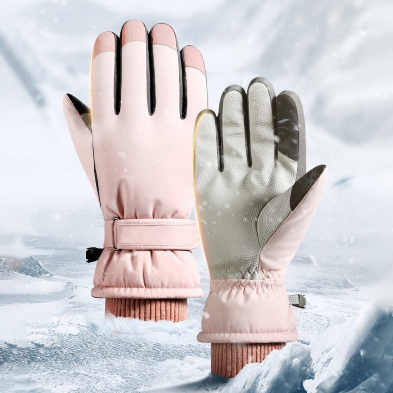 Уличные зимние лыжные перчатки для мужчин и женщин, уличные велосипедные перчатки для верховой езды, сохраняющие тепло, бархатные водонепроницаемые перчатки для сноуборда с сенсорным экраном