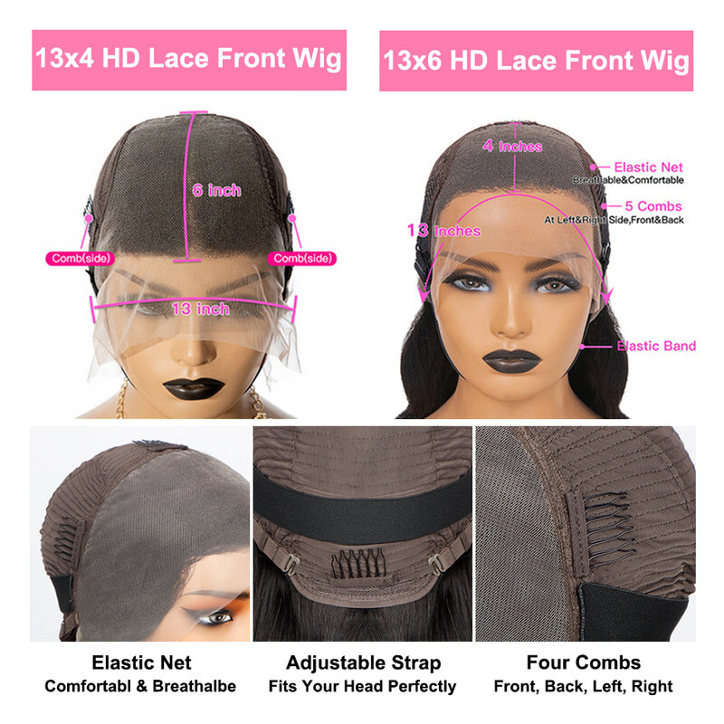 VideoOrange-Perruque Lace Front Wig Naturelle Bouclée, Cheveux Deep Wave, 13x6, 13x4, Transparente à l'Eau 180%, pour Femme