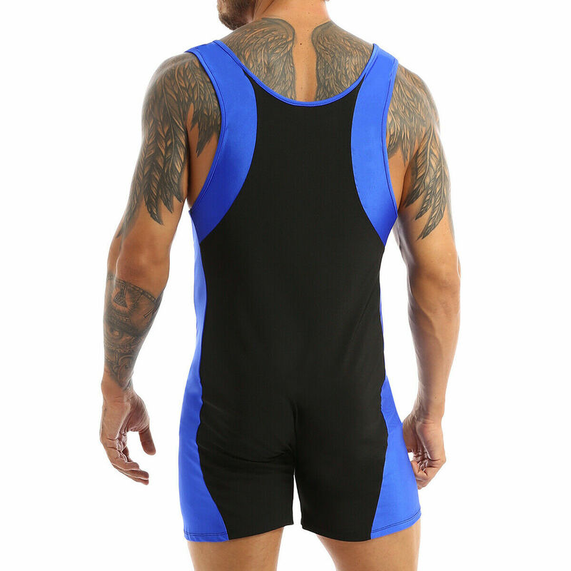 มวยปล้ำ Singlets ชุดมวย Triathlon ประเทศบอดี้สูทชายเหล็กชุดว่ายน้ำฟิตเนส Skinsuit แขนกุดสวมใส่ที่กำหนดเอง