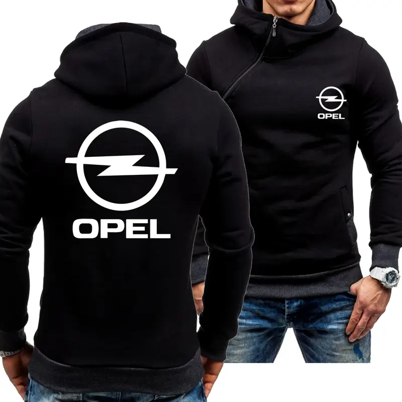 Moletom com capuz de zíper masculino, logotipo Opel Car, moletom casual, jaqueta enviesada, moda, novo, 4 cores, primavera, outono