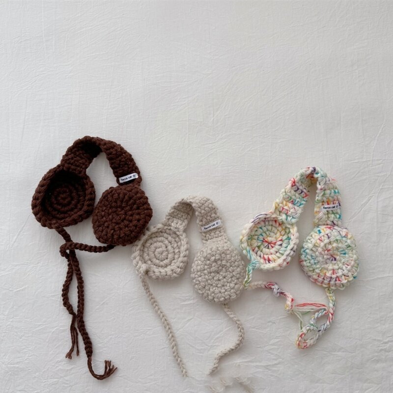 Orejeras tejidas hechas a mano para bebés y niños, diademas ganchillo, calentadores orejas