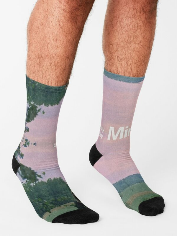 Mirror-calcetines con póster de película para hombre, medias negras divertidas para correr, novedad