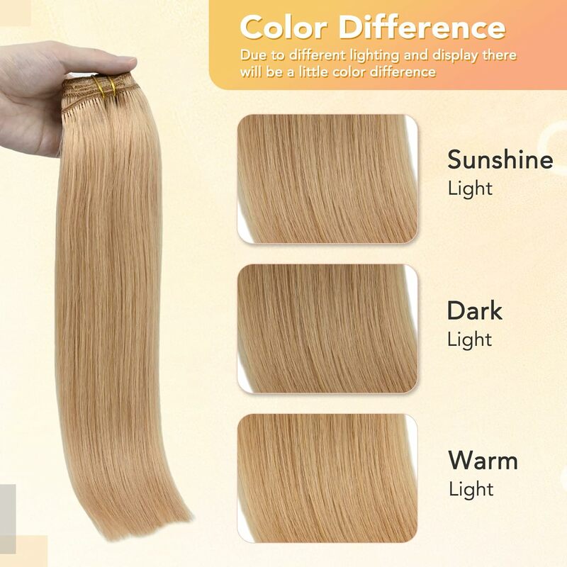 Straight Clip in Hair Extensions Remy Hair Seamless Invisible Clip in Human Hair Extensions 10PCS/PACK 160g /Set Honey Blonde#27